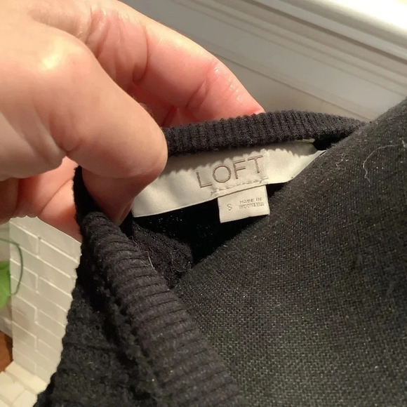 #137 Loft Basic Black Waffle Knit Long Sleeve Size Small - Picture 6 of 6